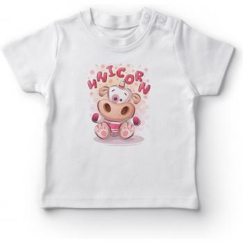 Angemiel T-shirt bébé garçon licorne vache blanc