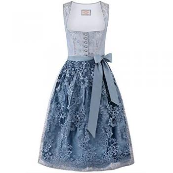 Stockerpoint Dirndl Sidonia – Rauchblau – Größe 42 – Damen – 50 % Viskose, 30 % Polyester, 20 % Baumwolle