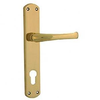 Maniglia 'Capri' con Placca in Ottone Lucido, Foro Yale
