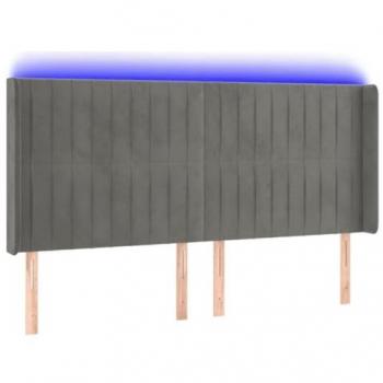 Tête de lit chic en velours gris clair avec éclairage LED