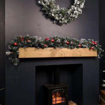 Premier 180cm Festive Christmas Garland with Red Baubles and Bows