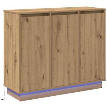 Engineered Oak Sideboard with LED Illumination – 90x32x75 cm, Artisan Finish