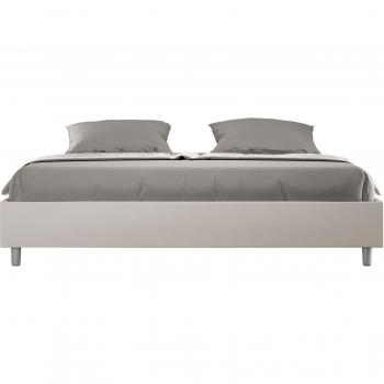 Divano Letto King Size in Similpelle con Struttura a Contenitore, Colore Tortora, Misure 180x190 cm