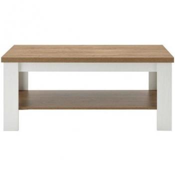 Moderner Couchtisch Seyne in weißer Pinie und heller Eiche, 120 x 60 cm