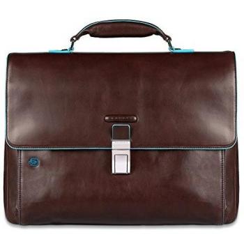 Piquadro Expandable Briefcase in Dark Brown