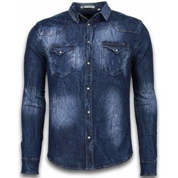Enos Camisa SlimFit de Mezclilla Vaquera