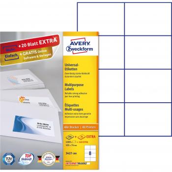 Avery Zweckform 3427-200 Labels 105 x 74 mm White 1760 pc Permanent Adhesive