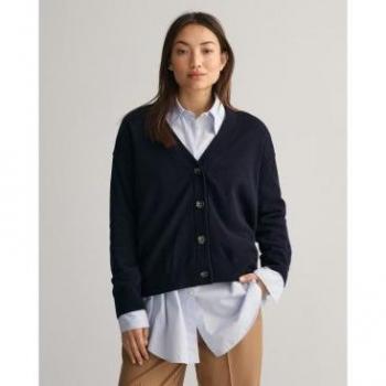 Cardigan Femminile Gant Superfine Lambswool Blu Notte M