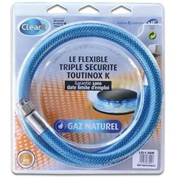 Tuyau gaz Vissinox triple sécurité, embouts mécaniques – 1 m