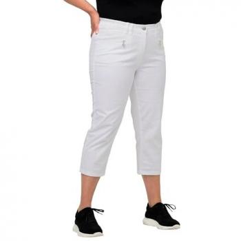 Bianco Mony Pantaloni Lungo al Polpaccio – Cotone – Ulla Popken