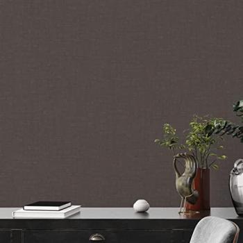 Black Matte Linen Effect Non-Woven Wallpaper