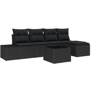 Kit salon de jardin 6 pièces, rattan, coussins beige