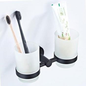 Modern Matte Black Twin Tumbler Tray