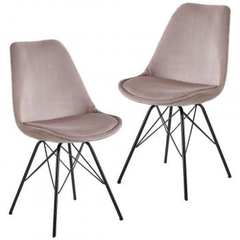 Set 2 de Chaises à Salle à Manger en Velours Rose – Style Scandinave