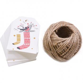 50pcs Set of Kraft Paper Christmas Tags