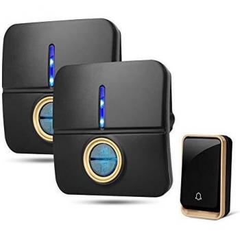 Wireless Doorbell with 2 Plug-in Receivers and 1 Push Button