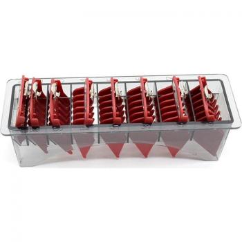 WAHL 8 pièces ensemble de peignes de coupe avec huile et boîte de rangement rouge