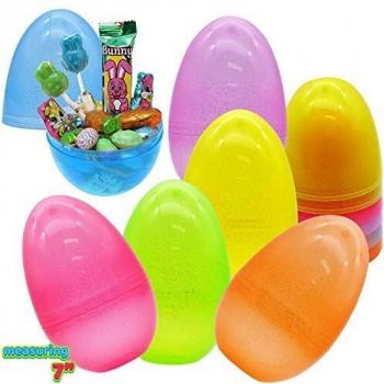 JOYIN Jumbo Plastic Bright Easter Eggs Assorted Colors