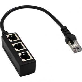Adaptador Ethernet RJ45 1 Puerto Macho a 3 Puertos Hembras