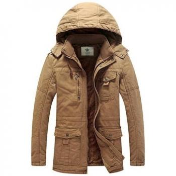 Men’s Outdoor Military Parka Jacket, Insulated Fleece, Wind Resistant Design