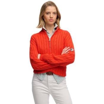 XS Grenadine Orange Superdry Casual Half‑Zip Knit Pullover for Women