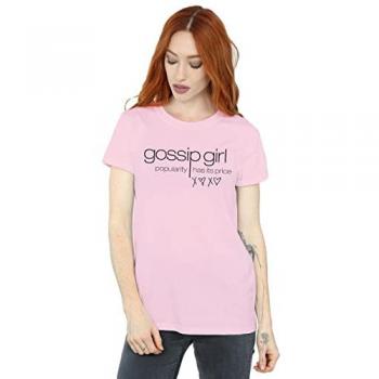Gossip Girl Women’s Baby Pink Casual Cotton Boyfriend Shirt – Popularity Has It’s Price (L)