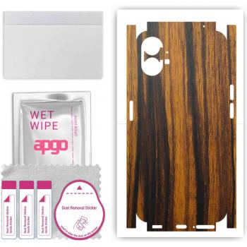 Protezione Skin APGO Retro+Lati Nothing Phone 1 – Film a Tutto Sottile, Folio, Vinile – Motivo Tigre di Legno