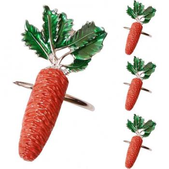 Paires d’anneaux de serviette décoratifs Pâques – 4 motifs carottes
