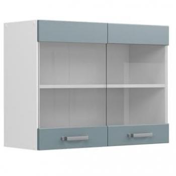 Armoire suspendue R-Line Universelle 80 cm, bleu‑gris, vitrages – Vicco