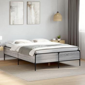 Vidaxl Grey Color Bed Frame for Mattress (Sonoma, 140x200 cm)