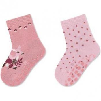 Chaussettes ABS rose à pois double pack
