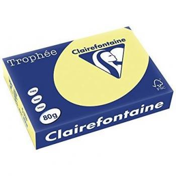 Clairefontaine Trophée Narzissenfarbe – 5 Packungen à 500 Blatt, 80 g/m², A4