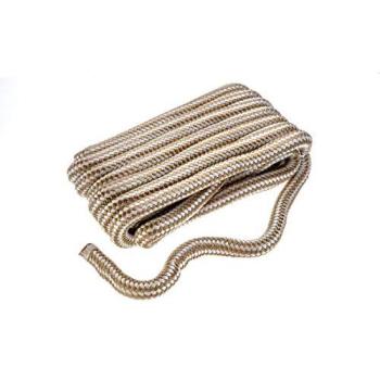 SeaChoice 25ft Dock Line – Double-Braid Nylon, Pre‑Shrunk, Heat‑Stabilized, Eye Splice, Gold & White, 3/4″