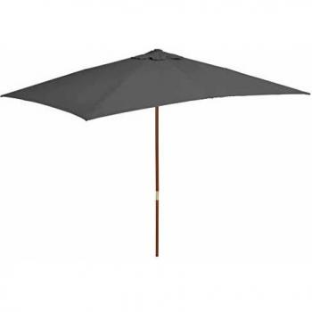 Parasol Plage Mât Bois 200x300 cm Anthracite