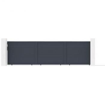 Lot portail coulissant et portillon Casanoov EIGER 6 m H 163 cm + portillon 1 m Gris anthracite en aluminium