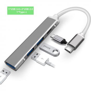 Concentrador de Red USB‑C 3.0+2.0 OTG 4 Puertos – Ideal para MacBook Pro 13/15, Lenovo y Xiaomi