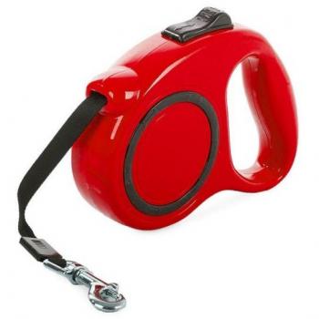 Guinzaglio rosso automatico per cani da 0 a 15 kg con chiusura a nastro