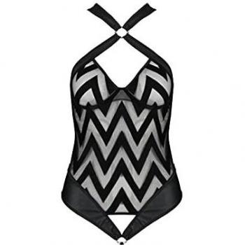 Hima Black Leather Bodysuit