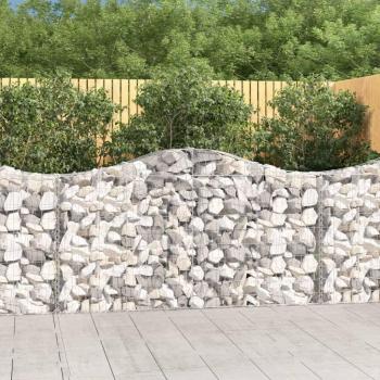 Set of 20 Arched Gabion Baskets, 200x30x100/120 cm, Galvanised Iron
