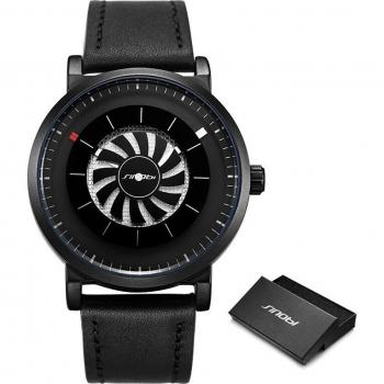 SINOBI Men's Leisure Blue Leather Watch