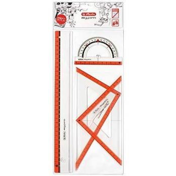 Herlitz Dual‑Set Square Bundle with 30 cm Ruler and 10 cm Protractor