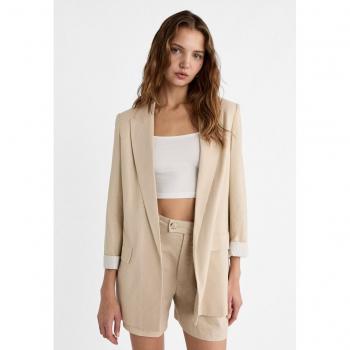 Beiger Leinenblazer von Stradivarius XS