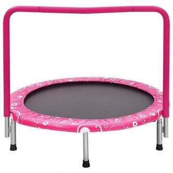 COSTWAY Kindertrampolin, Ø 92 cm, mit Griff, klappbar für bis zu 150 kg
