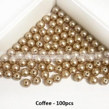 Bijou en perles gravées, 100 unités, trou rond 8 mm, café gris, dôme acrylique