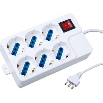 Multiprise 6 Broches Schuko avec Interrupteur 10-16A 2500W 1,5m