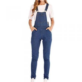 Ansenesna Jeans Overall Damen Elegant Lang Eng Schwarz