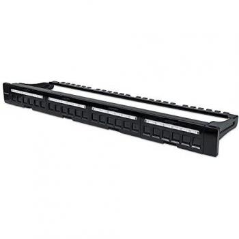 Intellinet 720427 – 24‑Port Patchpanel, 1 U, 483 mm (19”), schwarz, unbestückt