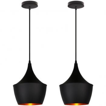 Éclairage Noir Métallique – Suspensions 22 cm, 2 unités