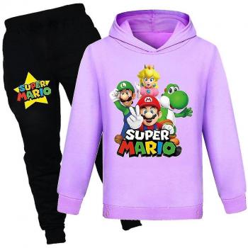 Uniforme activo para niños y niñas: suéter con capucha y pantalones jogger, diseño Super Mario Bros, 13-14 años