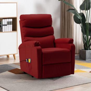 Poltrona Alzapersone Massaggi Ecopelle Rosso Vino